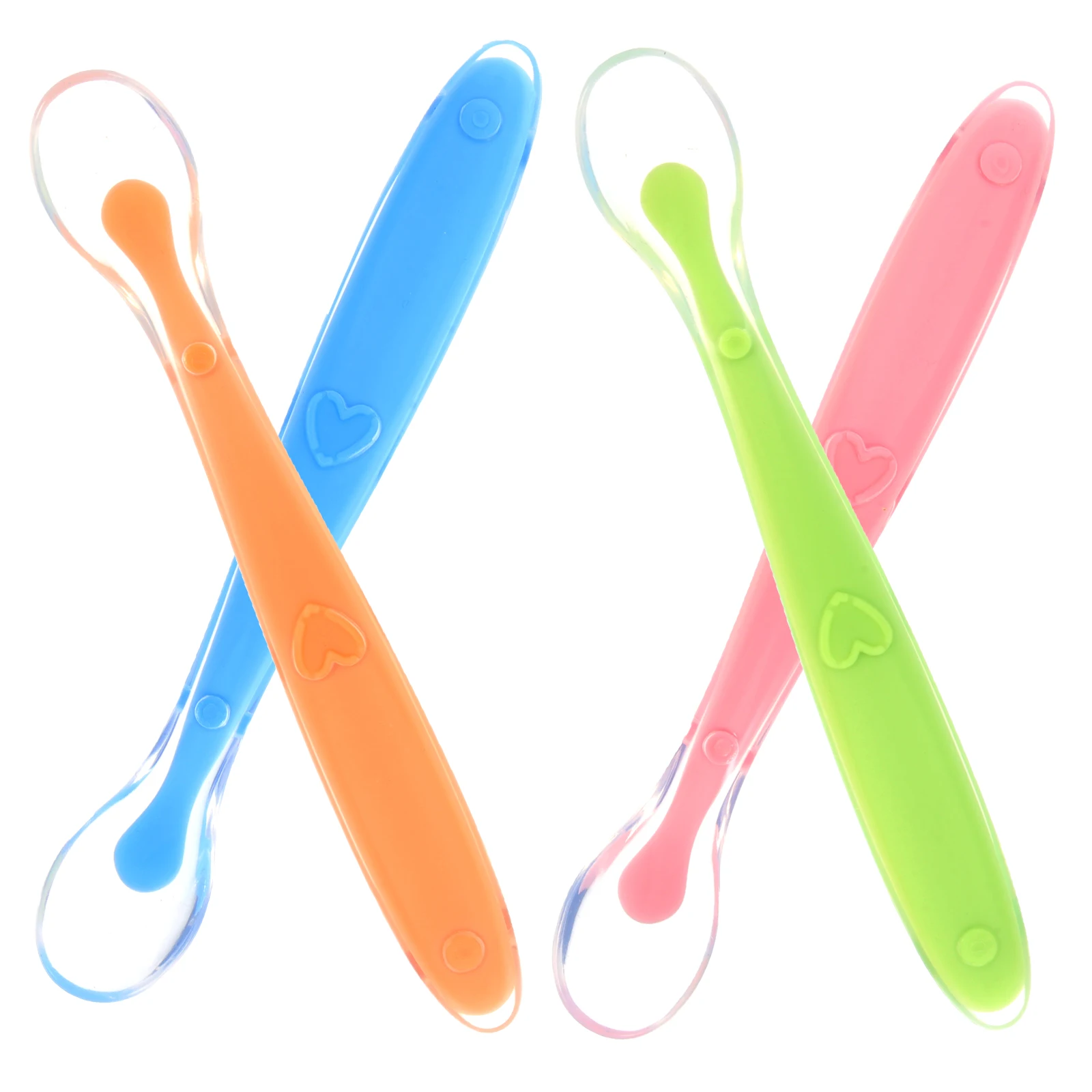 

4pcs Silicone Baby Spoons Kids Feeding Spoon Solid Food Gum-Friendly Durable Children Tableware Blue Green