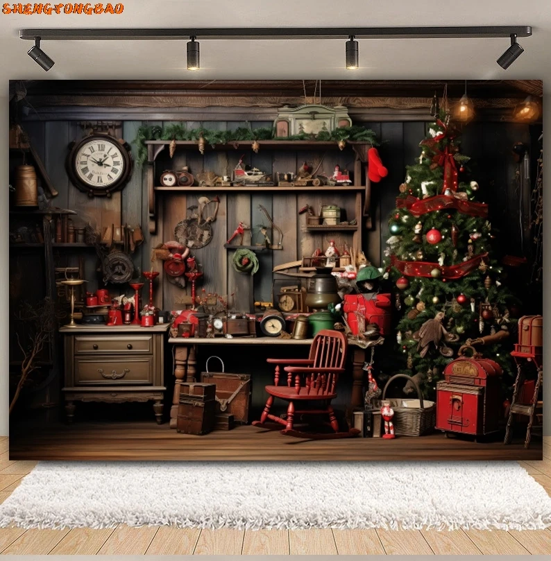 คลังสินค้าคริสต์มาสฉากหลังXmas TreeฤดูหนาวVINTAGEไม้House Plankชั้นวางหน้าต่างครอบครัวการถ่ายภาพพื้นหลังตกแต่ง
