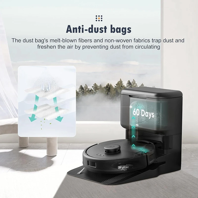 Eufy L50, L60, L60, 하이브리드 자동 비우기 스테이션, 진공 청소기 먼지 처리 봉투 교체 부품, 16 팩