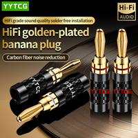 YYTCG 4PCS Gold-plated banana plug, pure copper plated with 24K gold, speaker plug, used for speaker cables, home theater