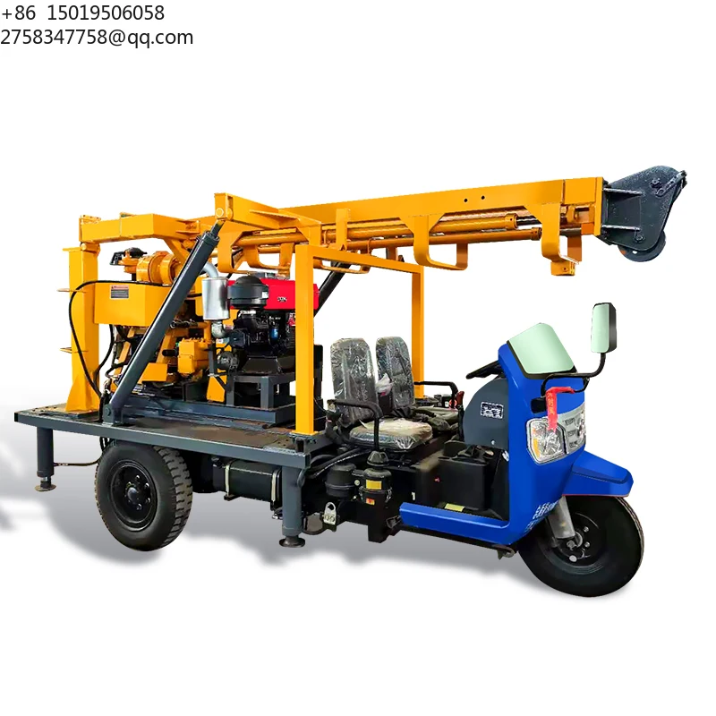 Diesel-Powered Three-Wheeled Mounted Pneumatic Water Well 200m Drilling Rig with Core Pump Engine Motor Gear Gearbox Bearing