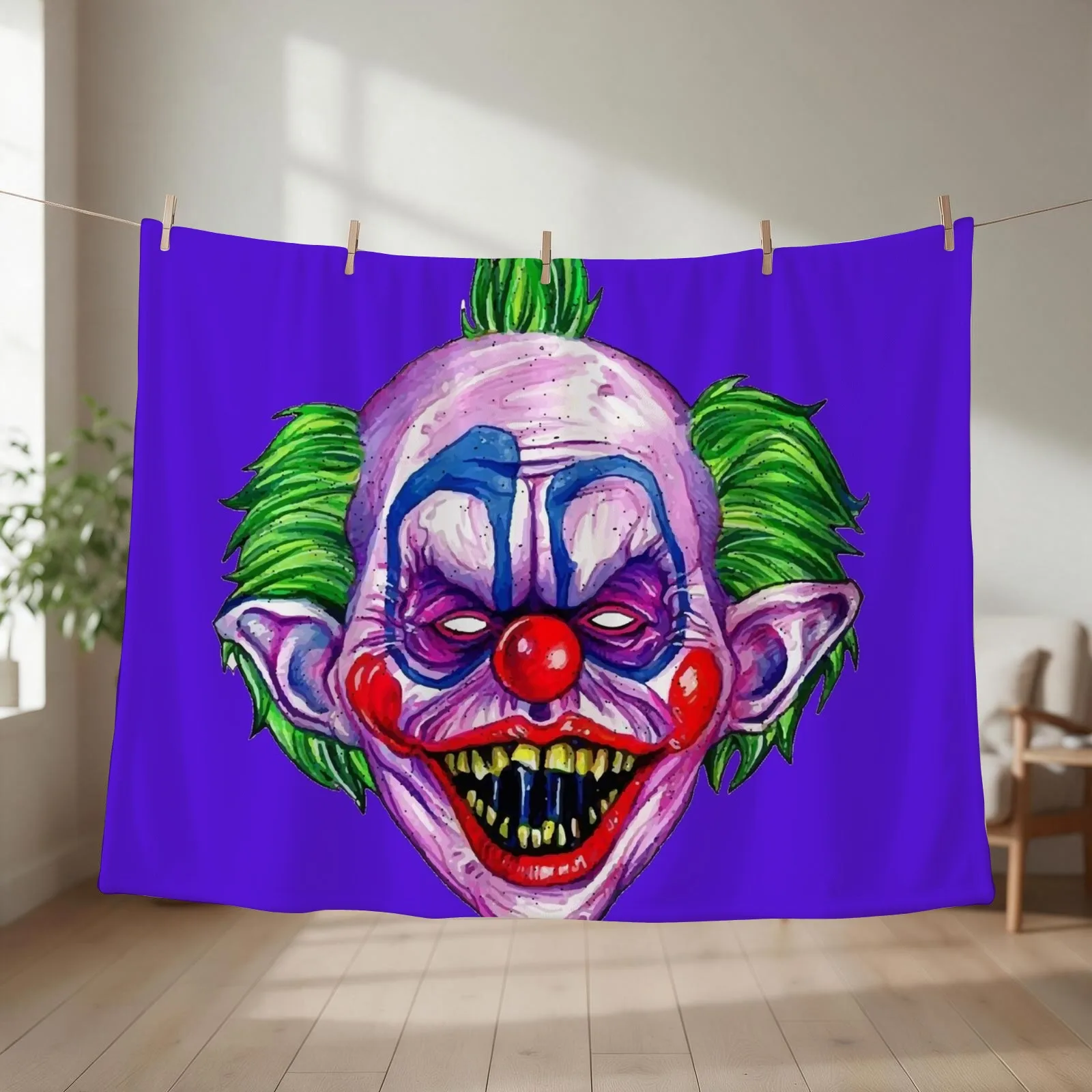 Shorty The Killer Clown Representation Throw Blanket couch cozy soft plush fuzzy picnic outdoor blanket