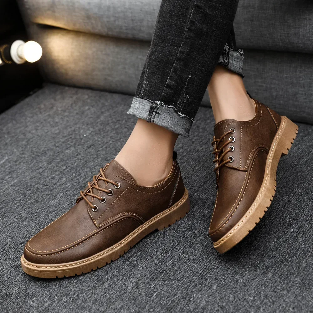Brytyjskie męskie buty na co dzień wysokiej jakości wygodne męskie buty skórzane odporne na miękkie ubrania męskie buty koszula na przyjęcia