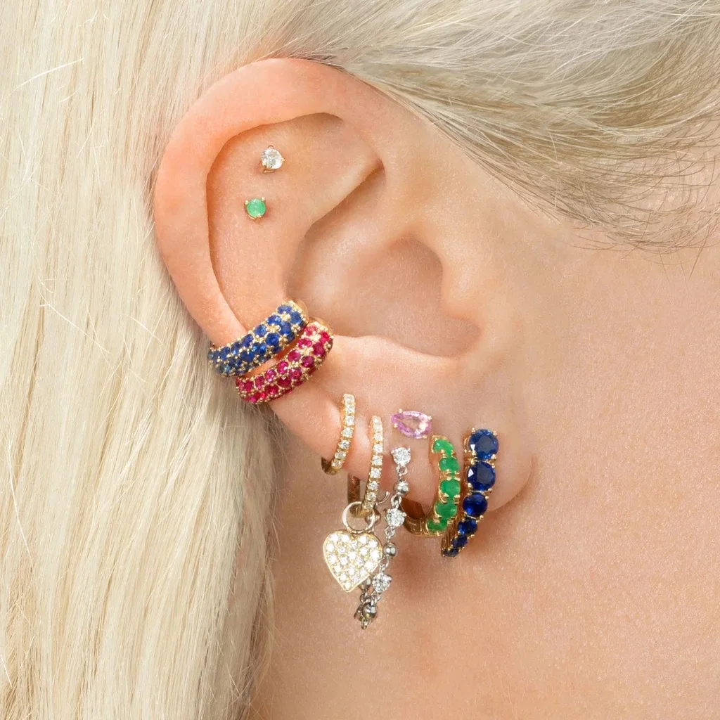 2PCS Asymmetrical Cubic Zirconia Ear-clip Earrings for Women Girls CZ Cartilage Ear Cuffs No Piercing Wedding Party Jewelry