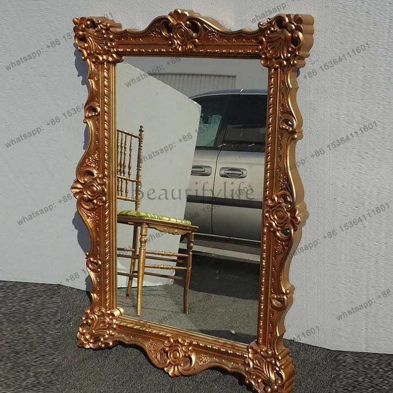 Retro old fireplace decorative mirror French home entrance wall makeup mirror