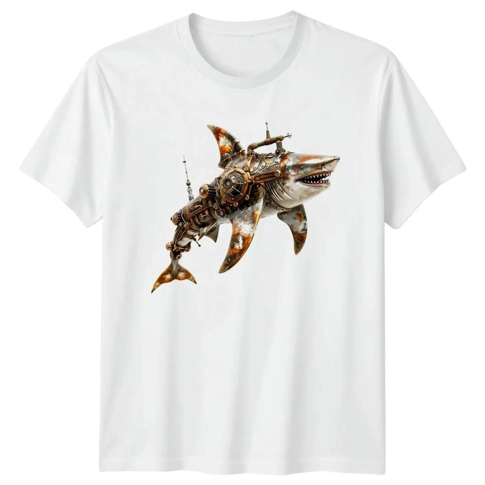 Steampunk mechanischer Hai T Shirt Ozean Wildtiere Geburtstag Geschenk für Sie und Ihn vintage Washed streetwear fashion
