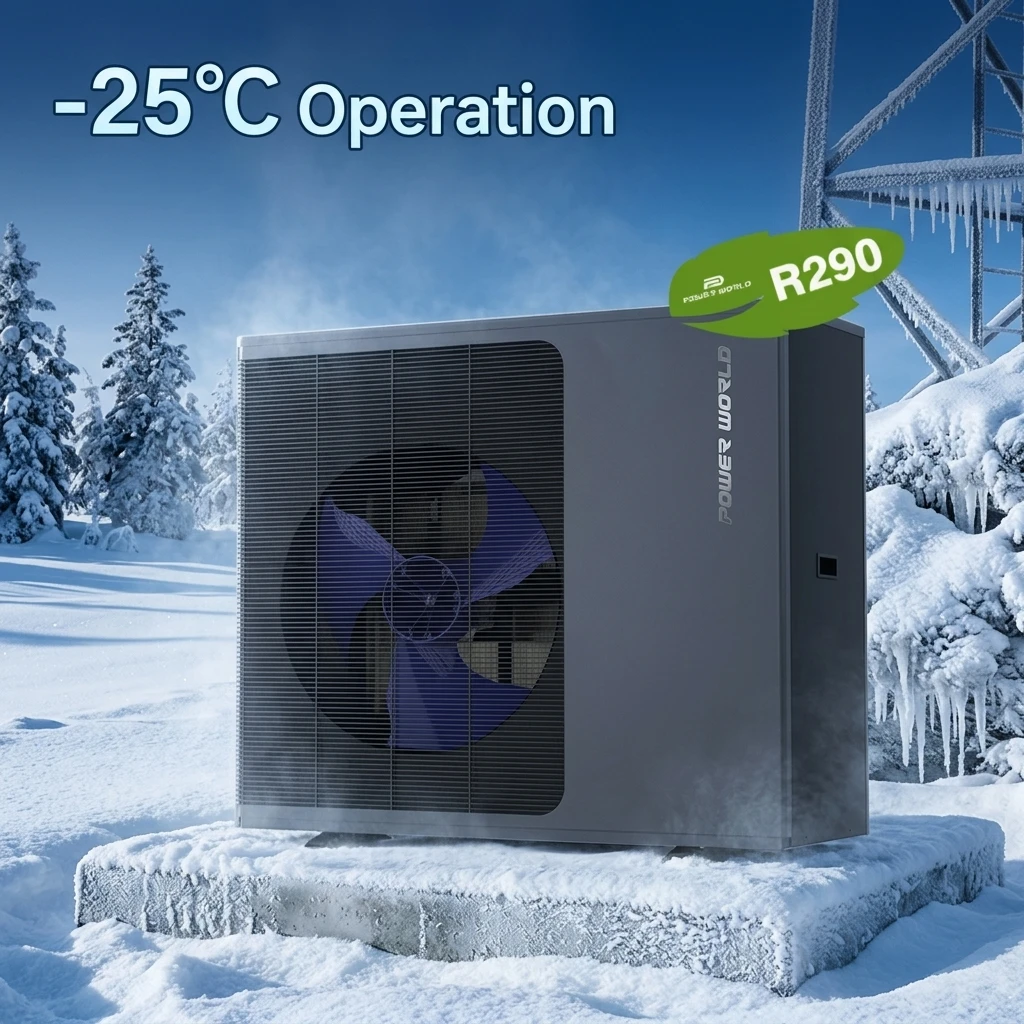 Power World R290 EVI DC Inverter Air Source Heat Pump-High Efficiency Electric for Hotel & Outdoor Use Tankless Water Heating