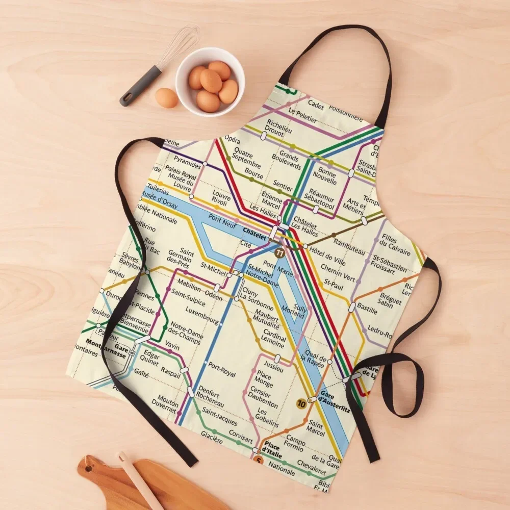 

Paris METRO Map Apron Beauty Women's Kitchen Kitchen Women Apron