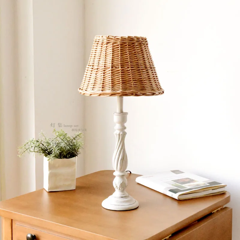 

Table lamp, rattan, country, literary, retro, bedside