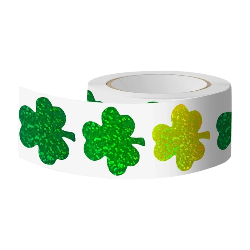Dynamic Reflective 4-leaf Shamrock Sticker 3.8cm Diameter Vibrant Seal Sticker Great For Event Decorations