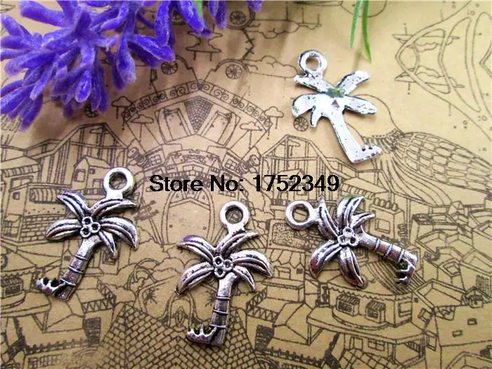 25pcs/lot-- Tree charms, Antique Tibetan silver coconut  charm Pendants, Tree of life, coconut tree, 22x16mm