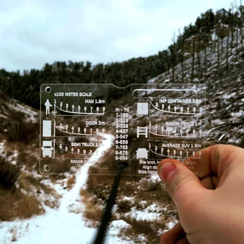 مسطرة صيد عالية الدقة 900 متر قياس بطاقة مكتشف المدى أداة مسطرة الشريحة قالب مساعد للكشف عن المدى الطويل