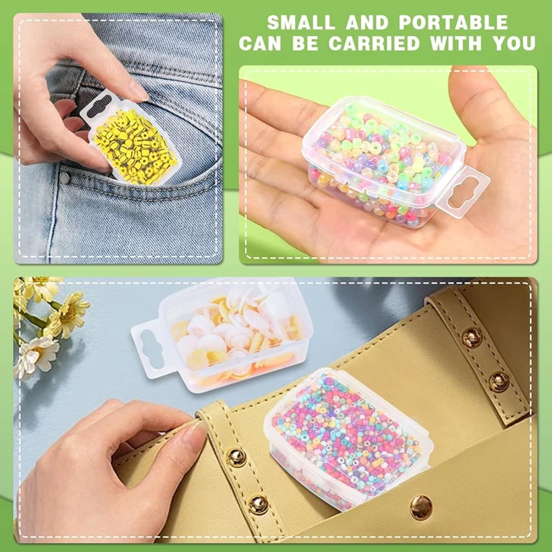 Small Bead Organizers With Lids, For Collecting Jewelry, Bead, Sticker, With Hinged Lid Transparent Craft Supply Case