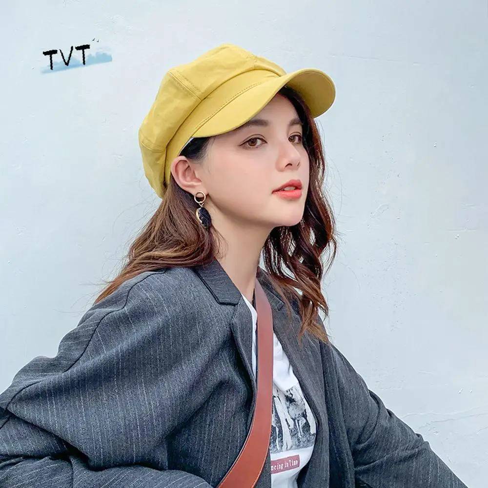 

Warm Comfortable Autumn and Winter Solid Color Clothes Accessories Girls Beret Octagonal Hat Painter Hat Women Newsboy Caps