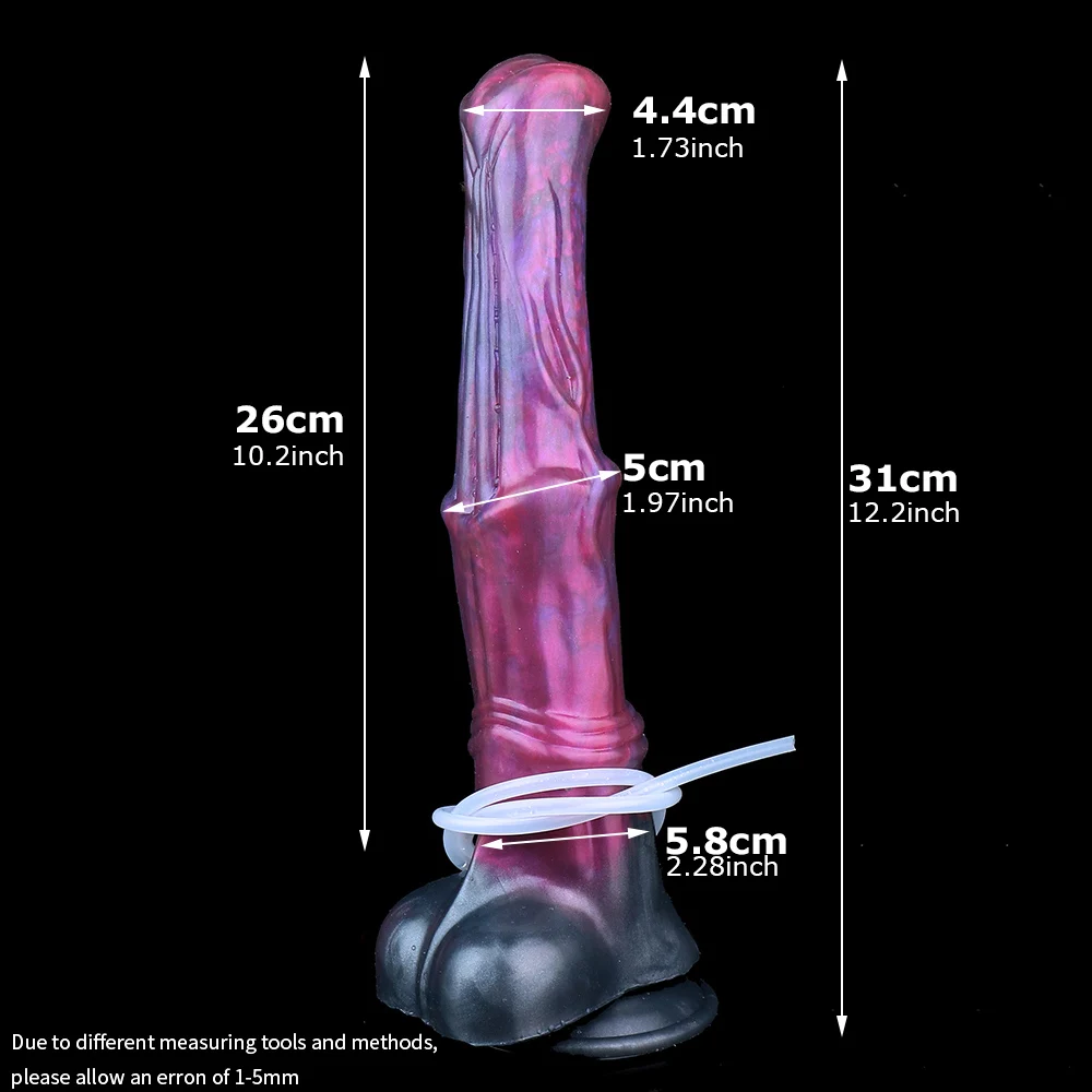 YOCY Long Squirting Fantasy Horse Dildo Colorful Purple Animal Ejaculating Silicone Penis Fetish Anal Sex Toys For Women Men view 2