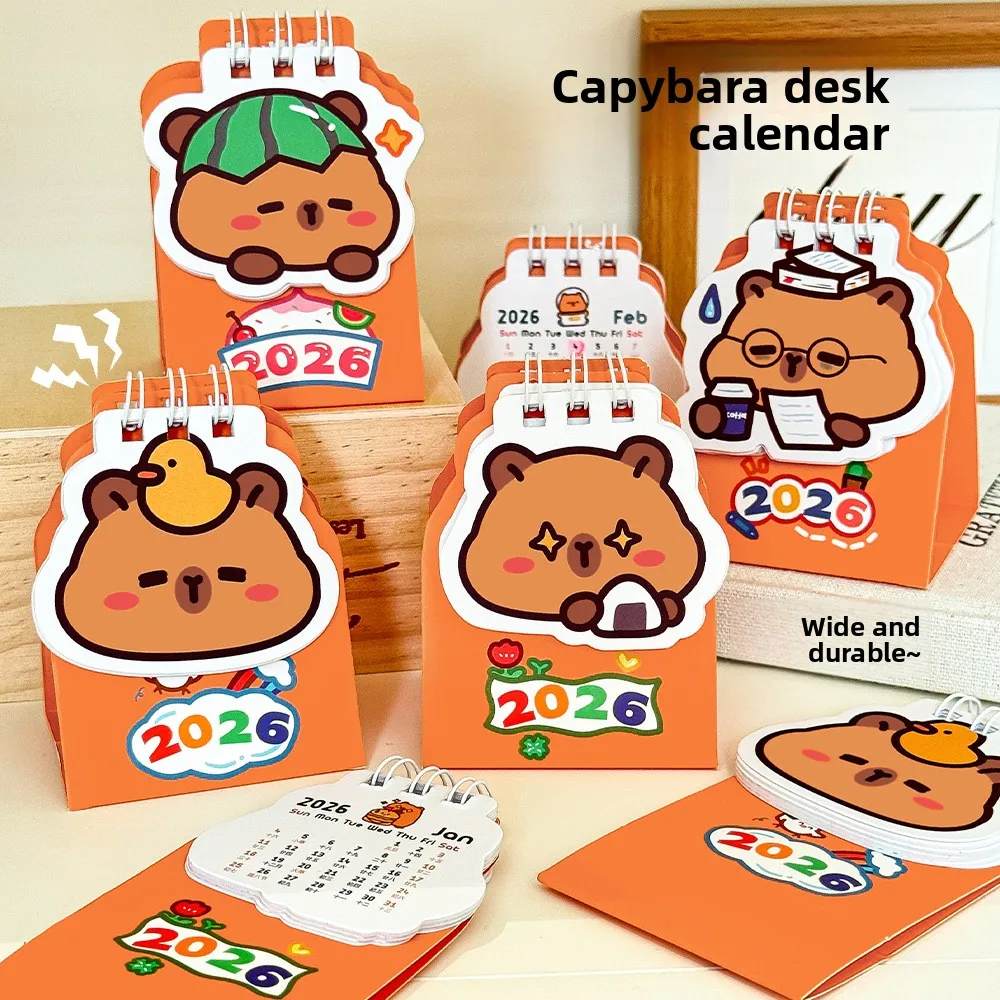 

12 Pcs 26 Years Capybara Beanie Desk Calendar High Value Desktop Clock in Plan Small Calendar Mini Kapibara Small Desk Calendar