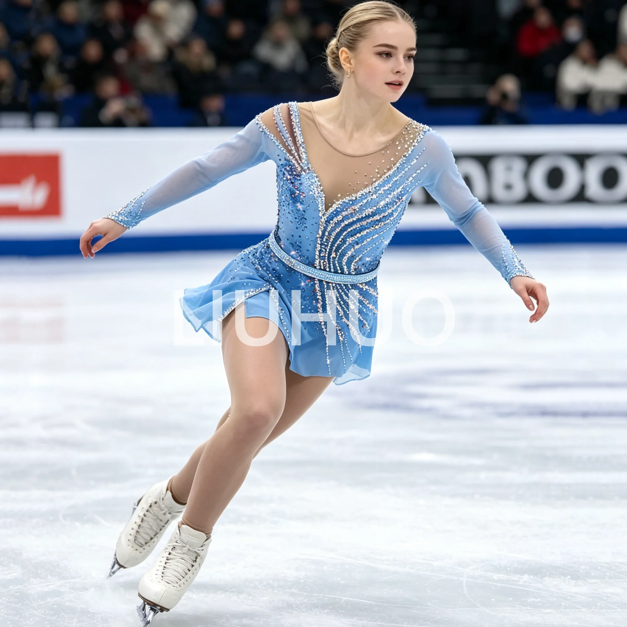 LIUHUO Figure Skating Dress Girls Pink Quality Diamonds unitards Jewelry Competition Ice Skating costumes  BD982