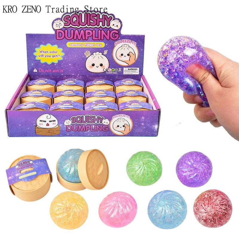1/2Pcs Slow Rebound Soft Pinch Decompression Toys Simulation Flash Dumpling Pressure Ball Office Home Decor Children Adults Gift