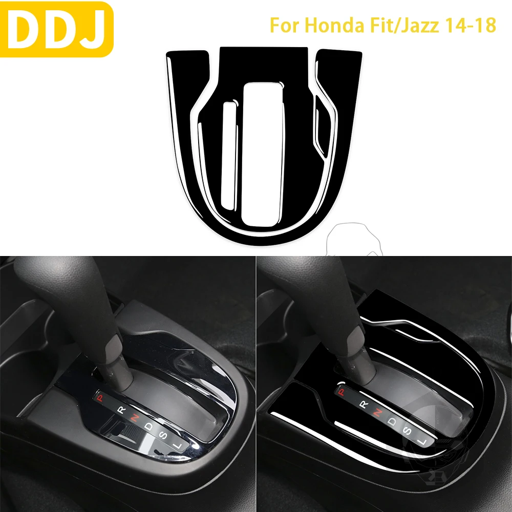 For Honda Fit/Jazz 2014-2018  Car Accessories Black Interior Central Multimedia Panel Trim Sticker ABS Modification Decoration