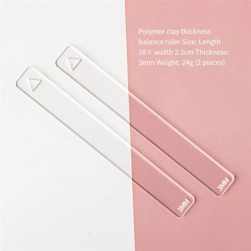 AB34-10Pc/Set Clay Ruler Acrylic Soft Pottery Polymer Clay Thickness Ruler Roller Guide Rail DIY Earrings Jewelry Making Tool