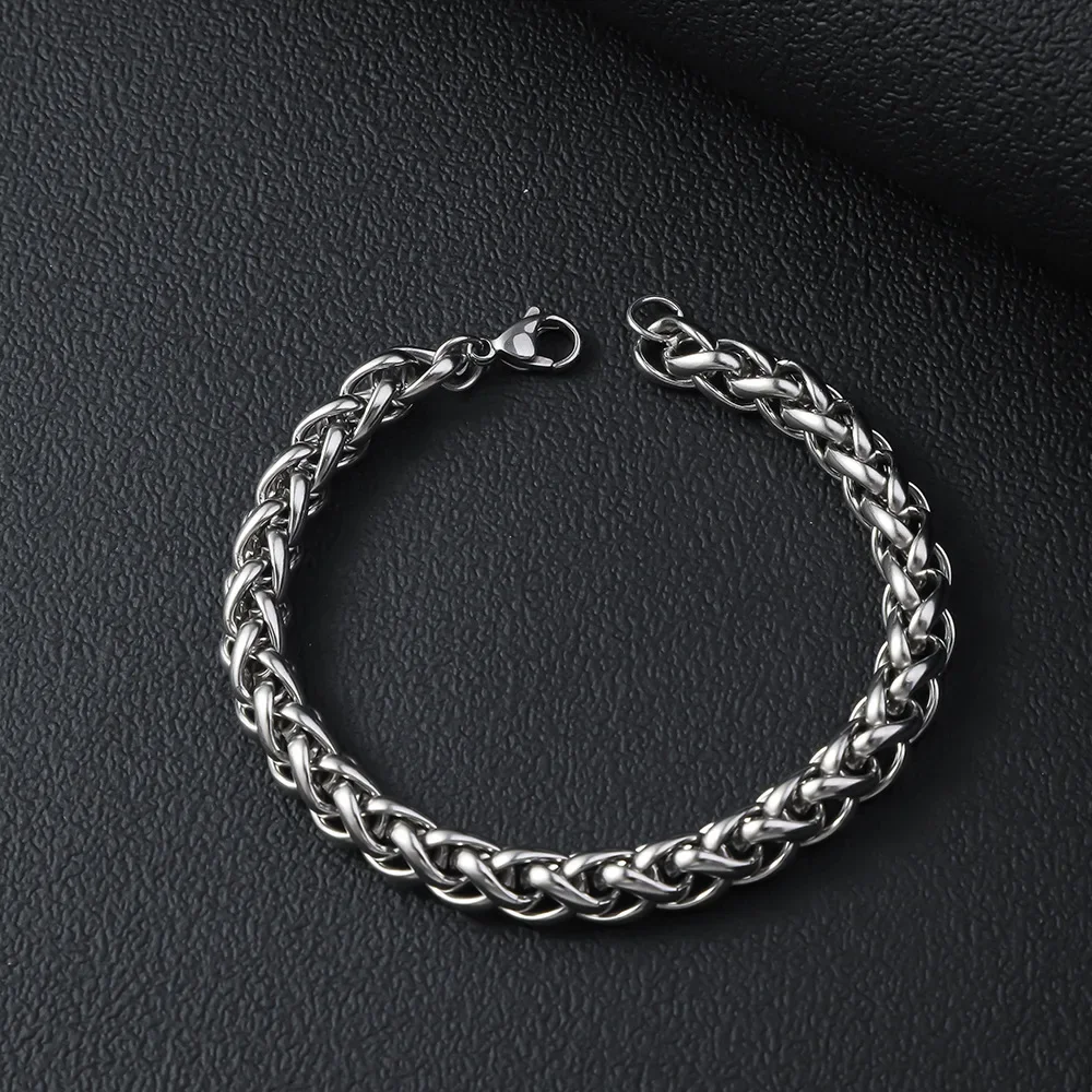 Simple Cuban Chain Titanium Steel Bracelet Dragon Bone Link Bracelet Retro Biker Punk Rock Bracelet for Men