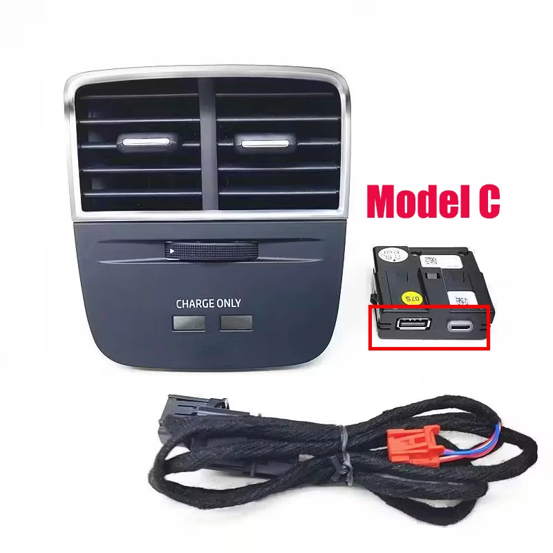 Car Rear Seat USB Armrest Air AC Vent Outlet Type-C Adapter for AUDI A3 S3 RS3 ﻿2014 2015 2016 2017 2018 2019 2020