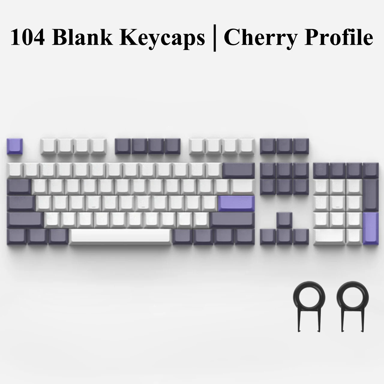 

104 Pure Keycaps Customized|ANSI Keycaps|Cherry Profile 1.5mm PBT|Minimalist Style Keycaps for Mechanical Keyboard|White Purple