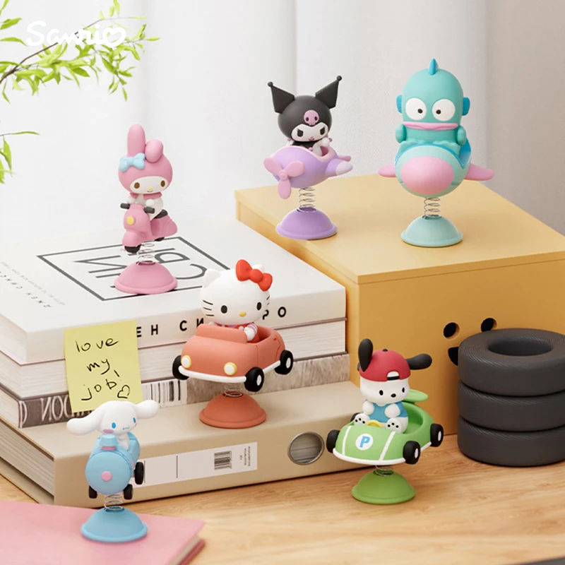 Anime Figuren Sanrio Kawaii Kuromi Cinnamoroll Hangyodon Hello Kitty Mymelody Action Figure Poppen Desktop Schommelende Ornament Geschenken