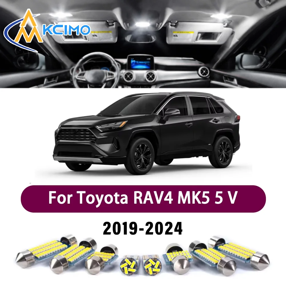 Premium LED Interior Lighting Kit for Toyota	RAV4 MK5 5 V 2019-2024 2021 2022 High-Quality Error-Free Dome Map Trunk Auto Lamps