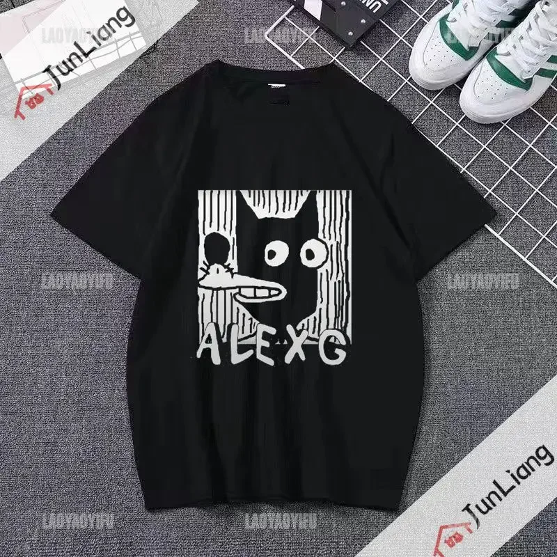 Dog Logo Hip Hop T-shirt Alex G Casual T-shirt Short Sleeve Loose Unisex Street Fashion Wear Unisex T-shirt