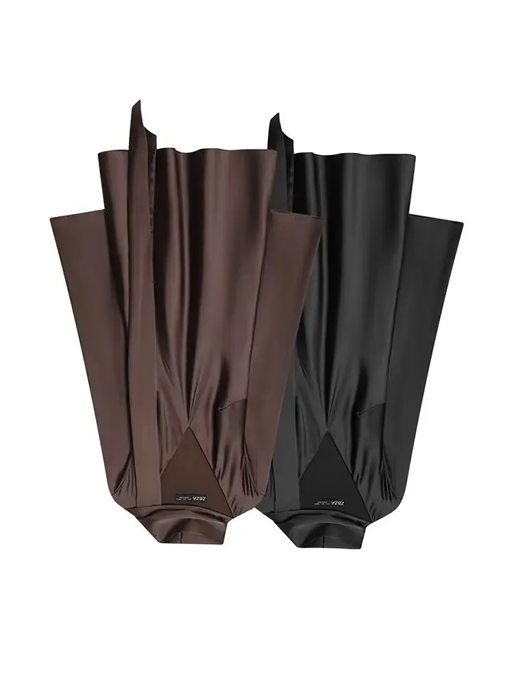 เดรสสั้นคอวีผ้าไหมซาตินสไตล์ฝรั่งเศสสำหรับผู้หญิง ตกแต่งด้วยผ้าพันคอ ให้ลุคหรูหราเบาๆ สง่างาม เอวสูง ทรงเข้ารูป เหมาะสำหรับงานปาร์ตี้