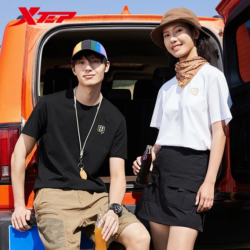Xtep Short Sleeve Knitted Shirt For Men And Women  Summer Leisure Unisex T-shirt Soft Minimalism Outdoor Tops 876227010130