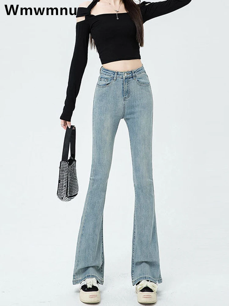 

Light Color Skinny Flare Jeans Women Casual High Waist New Denim Pants Fashion Korean Vintage Stretch Kot Pantolon Streetwear