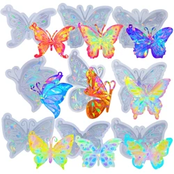 9 stylów holograficzny motyl brelok silikonowe formy z otworem kolczyki DIY zawieszki Charms wiszący Ornament epoksydowe forma żywiczna