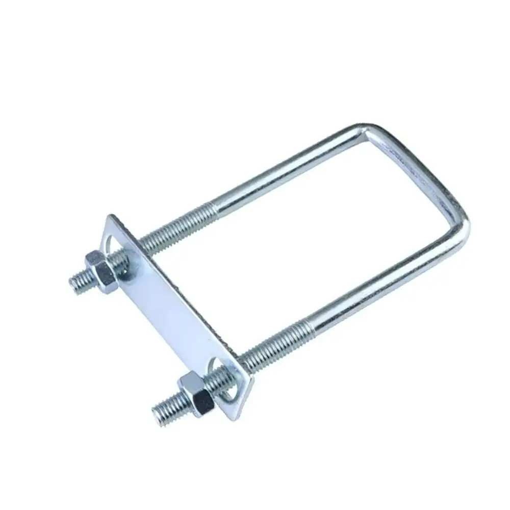 1 pz zincato Q235 acciaio al carbonio M8 morsetto per tubo quadrato con viti deflettore tubo U-braçadeira perno a U ad angolo retto per tubo quadrato