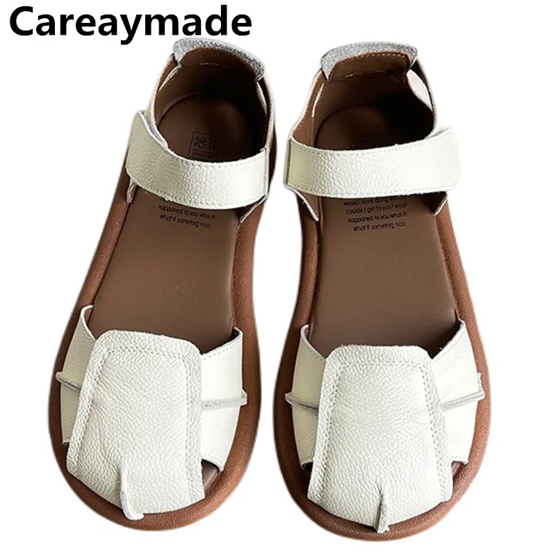 Careaymade-Genuine leather soft soles summer hollowed out sandals,handmade original cowhide breathable Comfortable women\'s shoes