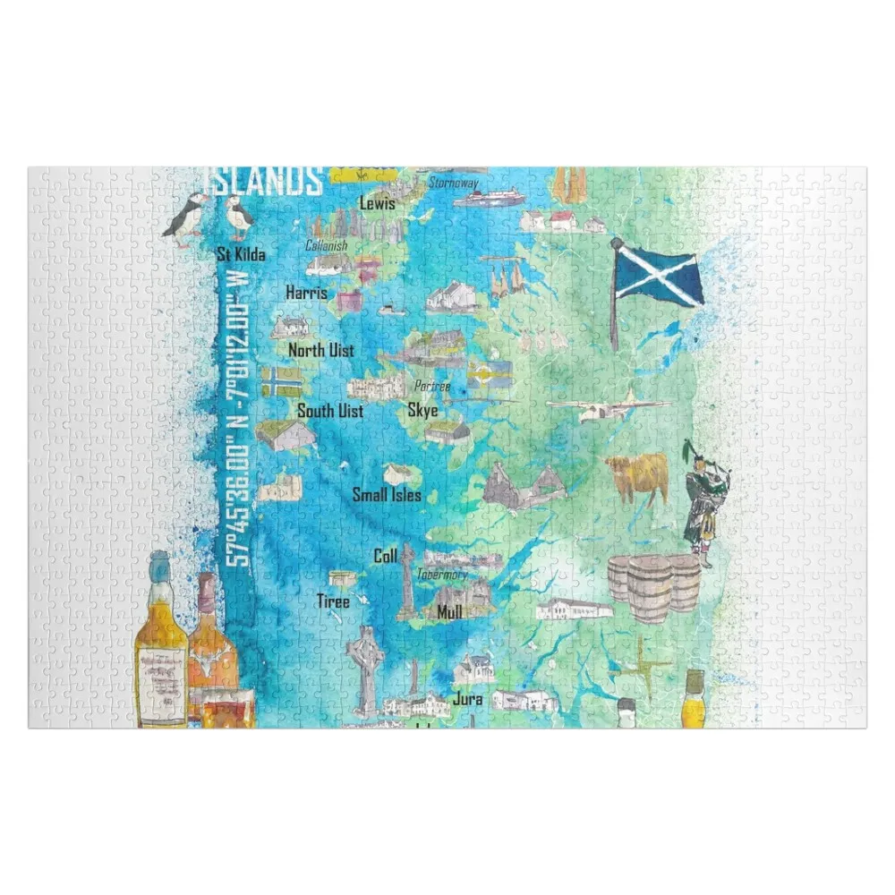 

Hebrides Islands Illustrated Travel Map with Touristic HighlightsHebrides Islands Illustrated Travel Map with Tour Jigsaw Puzzle