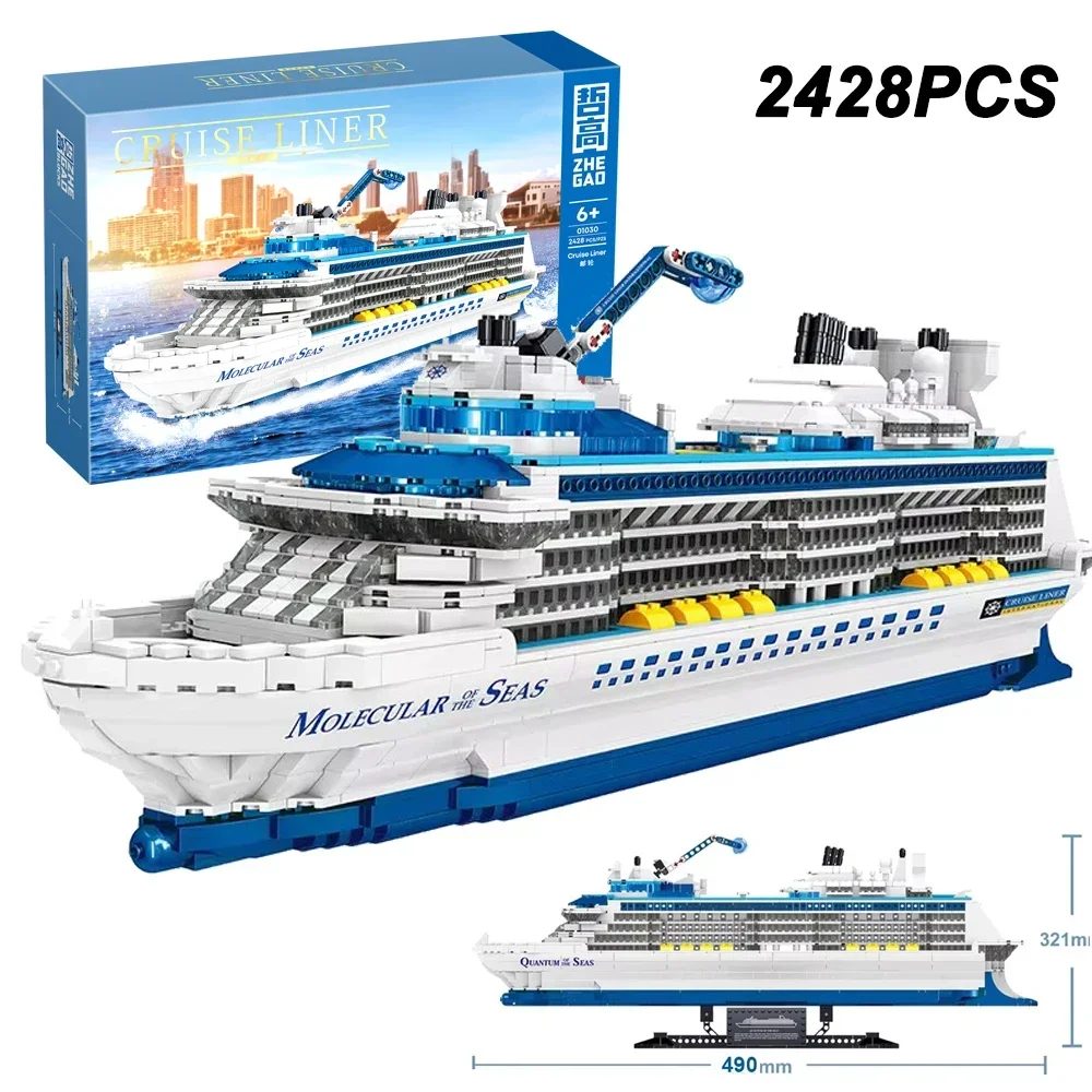 

2428PCS City Cruise Liner Molecular of the Seas Building Blocks Assemble Bricks Toy Big Ship Ocean Liner White Boat For Kids Boy