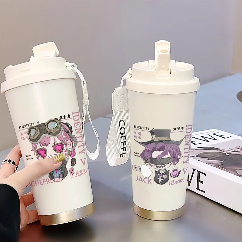 زوجين مكتب موضة جديدة الكرتون أنيمي الهوية الخامس إيما وودز طالب الرياضة في الهواء الطلق مريحة المحمولة كوب قارورة عازلة من القش هدية #4