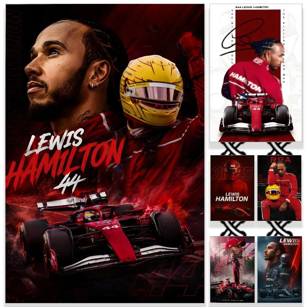 Sports L-Lewis Hamilton Poster HD Waterproof PP Self-Adhesive Removable Wall Art Poster for Bedroom Cafe Gym Home Decor Gift