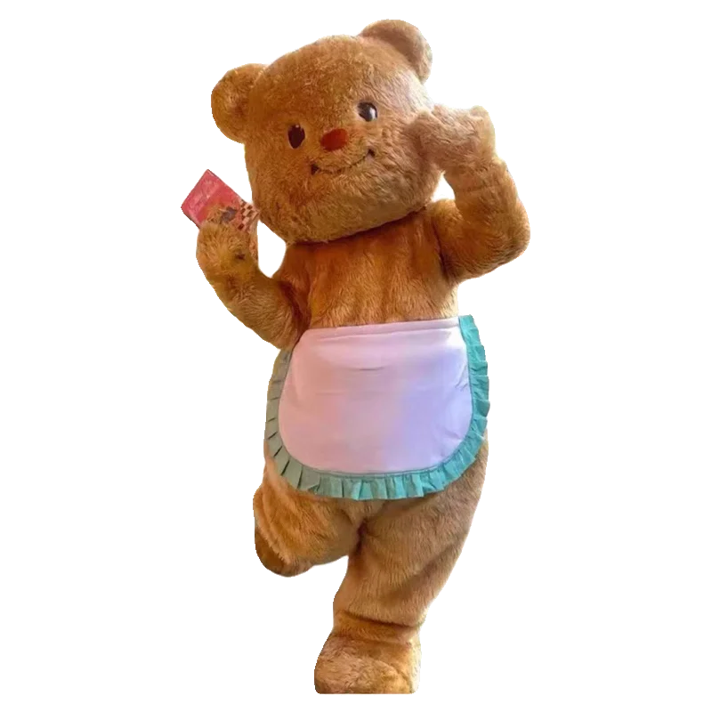 Costume della mascotte dell'orso di burro Costume della mascotte dell'orsacchiotto adulto Vestito operato Halloween Festa di Natale Eventi di carnevale Abbigliamento per adulti