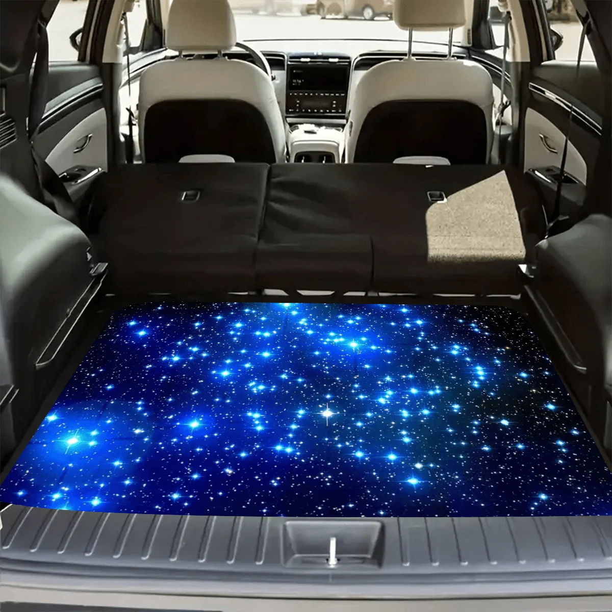 VIKAMA Dreamy Milky Way Starry Sky Trunk Mat, Wear-Resistant and Stain-Resistant Car Trunk Liner, Decorative Car Floor Mat