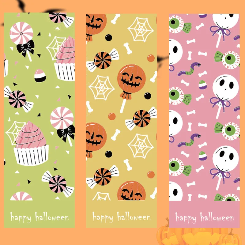 30-90pcs 9*3CM Happy Halloween Stickers Pumpkin Witch Skull Sealing Labels Scrapbooking for Holiday Gift Package Decor Sticker