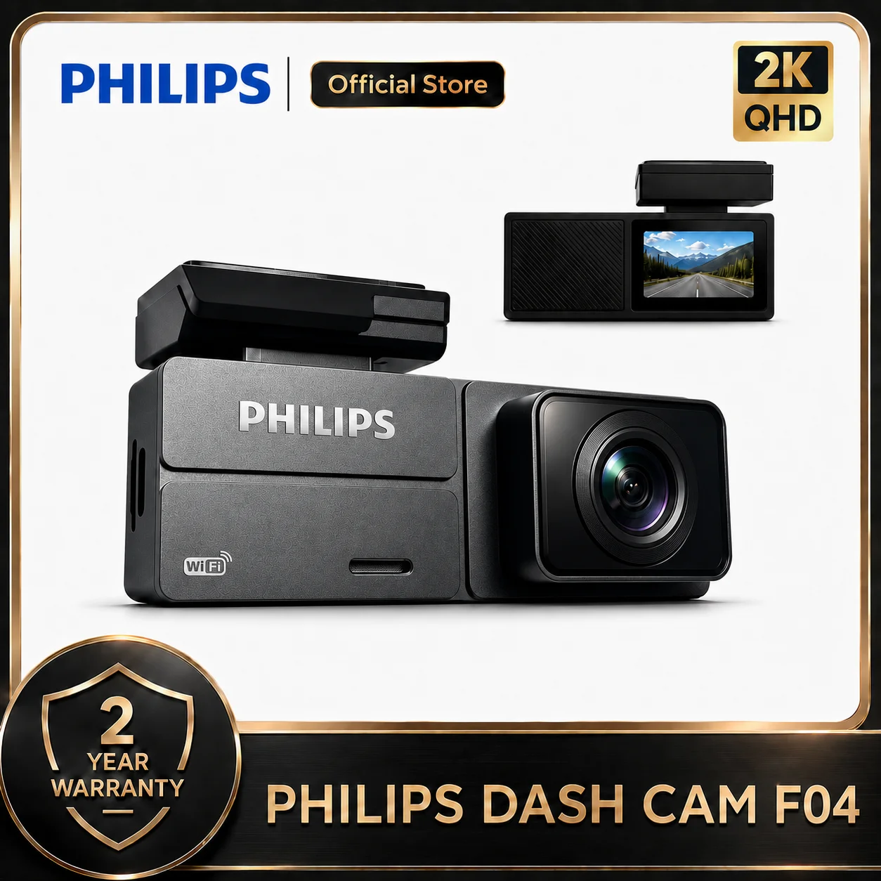 PHILIPS Dash Cam F04 2k Mini Car Camera With 1.47 Inch Ips Screen Wifi App Control Night Vision 24h Parking Monitor Car Dvr
