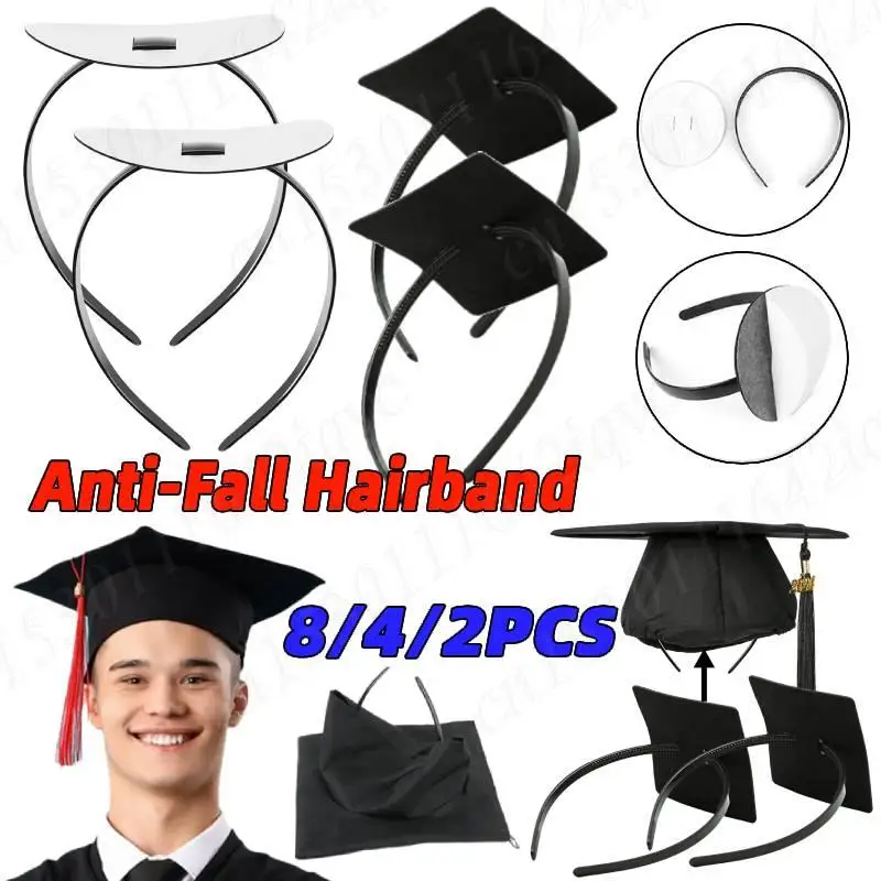 

8/4pcs 2025 Graduation Cap Headband Anti-Fall Hairband Non Slip Bachelor's Hat Stabilizer Insert Secures Hairstyle Hair Hoop