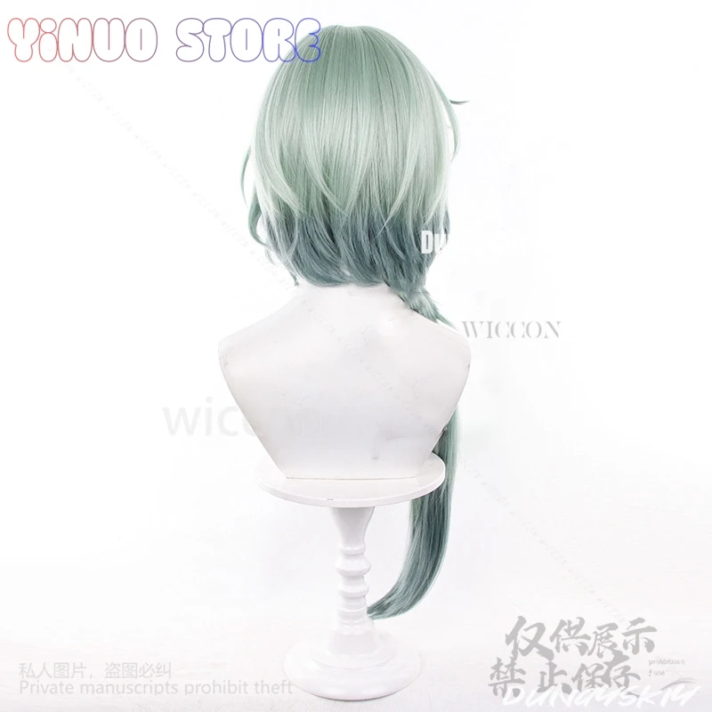 أنكسا تأثيري أنيمي لعبة هونكاي ستار السكك الحديدية زي الأخضر الشعر الطويل الجانب منخفضة ذيل حصان تاتو شعر مستعار لجميع القديسين عيد الميلاد مخصص