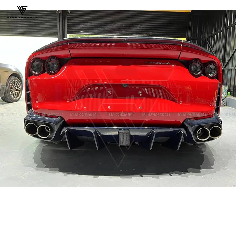 MSY Style Dry Carbon Fiber Exterior Part 3 Parts Set With LED Brake Light Replacement Rear Diffuser For Ferrari 812 2017-2022