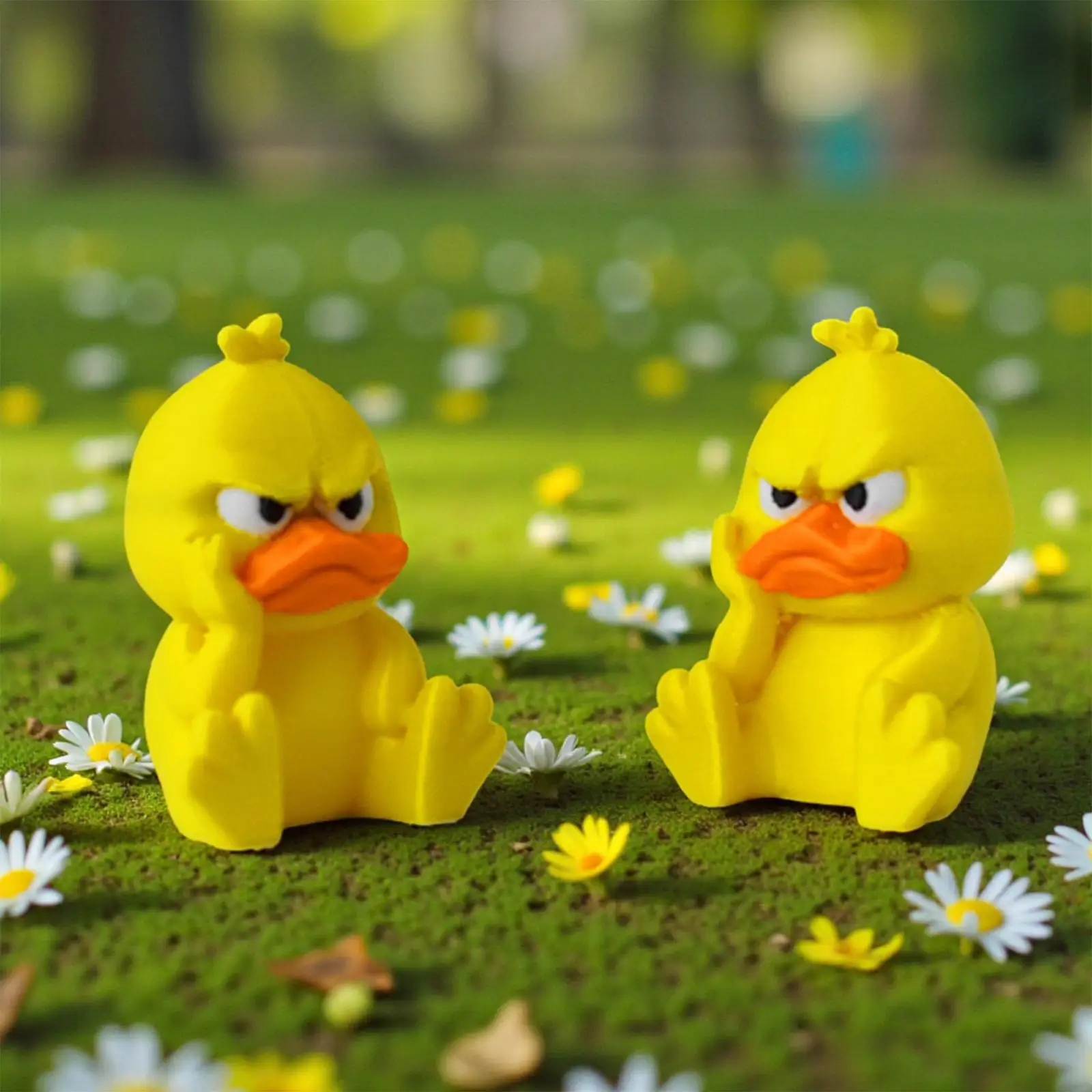 5PCS 3D Printed Creative Angry Duck Set Desktop Ornament Cute Weird Duck Car Interior Decor Funny Birthday Gift Duck Figurine