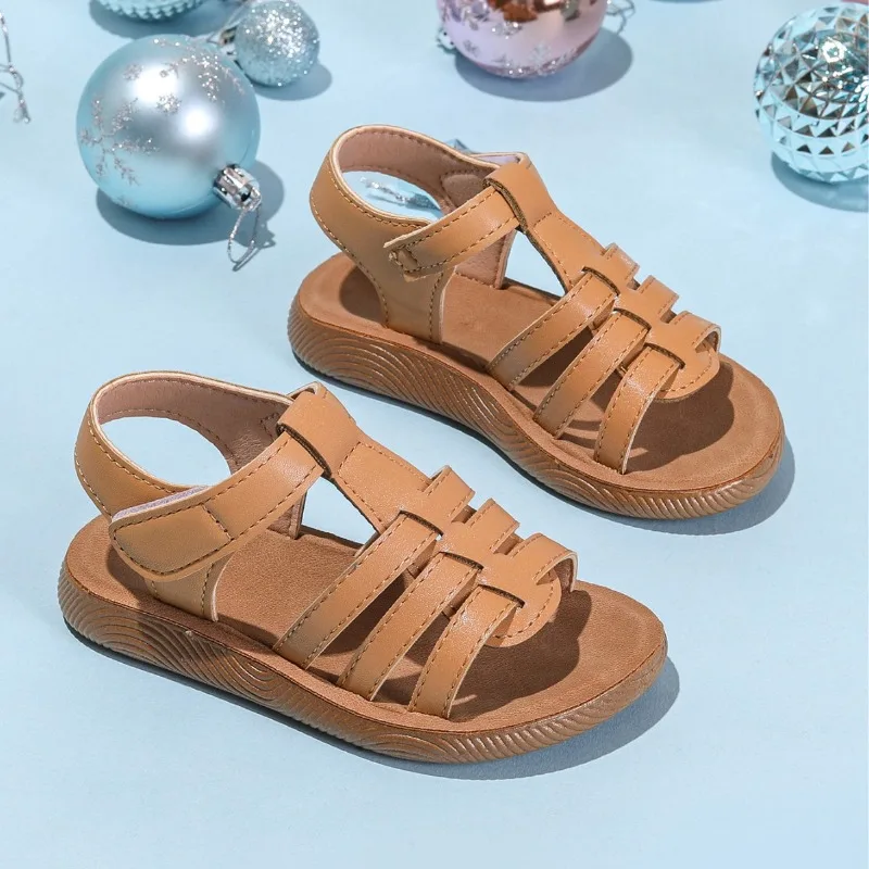 

Summer Girls Soft-soled Sandals Children Casual Shoe Hollow Breathable Sports Sandals Kids Non-slip Strap Roman Shoe Beach Shoes