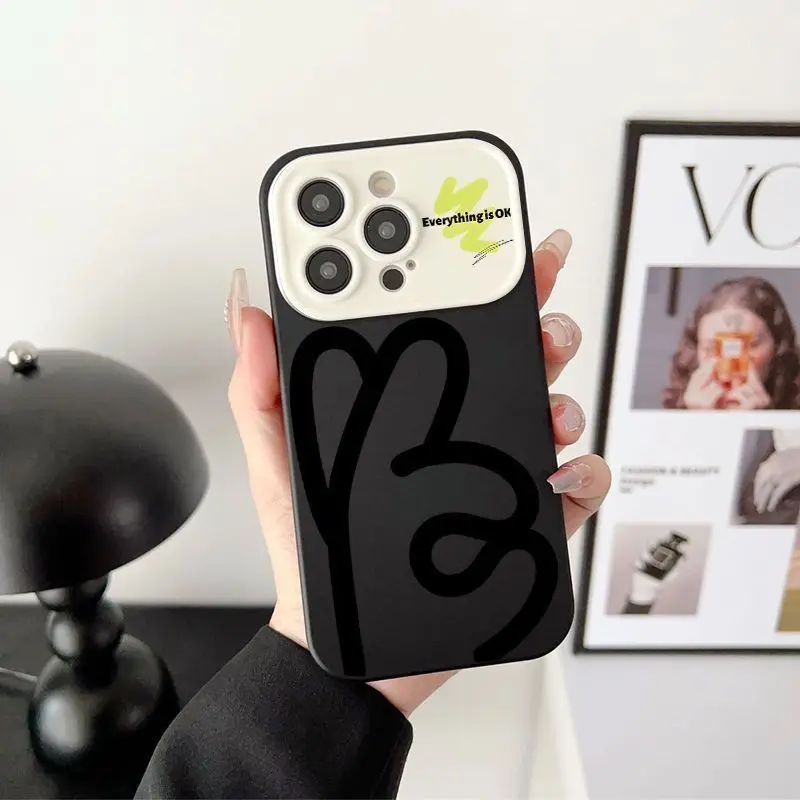 حافظة لهاتف آيفون ذات نافذة كبيرة OK لهاتف آيفون 16 15 14 13 12 11 Pro XS Max 7 8 Plus غطاء Y2K متقدم وبسيط